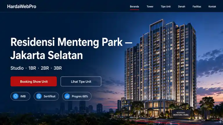 Contoh Desain Website Properti Penjualan Apartemen