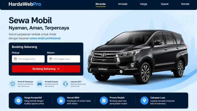 Contoh Desain UI/UX Website Rental Mobil