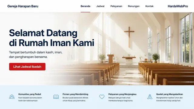 Contoh Desain Website Gereja Modern Minimalis Clean