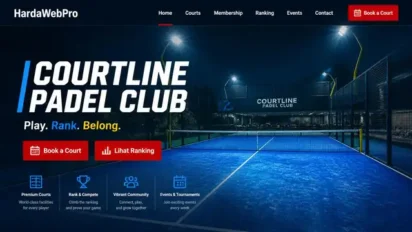 Contoh Desain Website Klub Padel