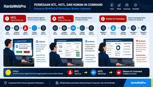 perbedaan human in the loop ai human on the loop dan human in command untuk perusahaan