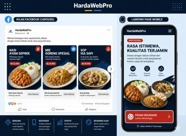 mockup iklan facebook ke landing WhatsApp strategi iklan di facebook hemat budget mockup iklan facebook ke landing WhatsApp strategi iklan di facebook hemat budget