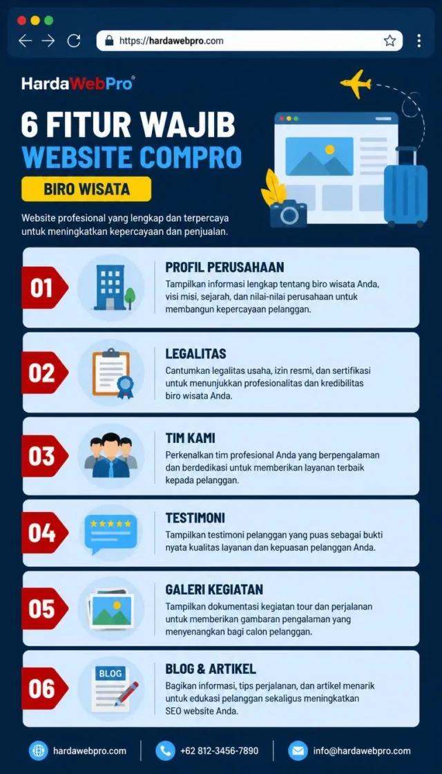 6 fitur wajib website company profile biro wisata travel Indonesia 6 fitur wajib website company profile biro wisata travel Indonesia