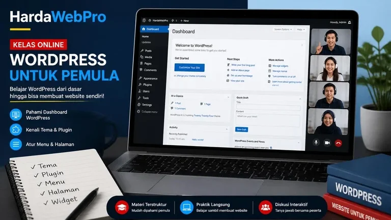 kelas kursus belajar wordpress remote online pemula di laptop kelas kursus belajar wordpress remote online pemula di laptop