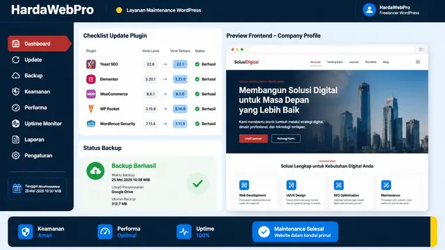 mockup maintenance website compro wordpress dengan checklist update plugin dan preview company profile mockup maintenance website compro wordpress dengan checklist update plugin dan preview company profile