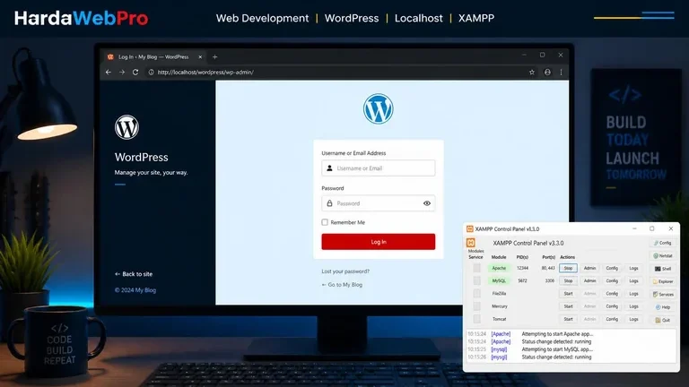 halaman login localhost wordpress wp admin di browser desktop halaman login localhost wordpress wp admin di browser desktop
