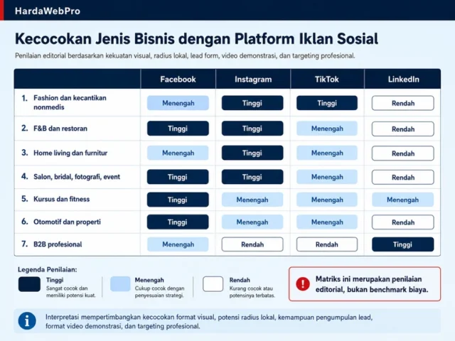 matriks bisnis yang cocok dengan Facebook Instagram TikTok dan LinkedIn Ads