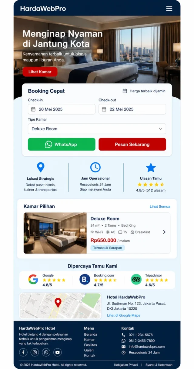 full page mobile desain website hotel profesional dengan form booking dan trust signal lokal full page mobile desain website hotel profesional dengan form booking dan trust signal lokal