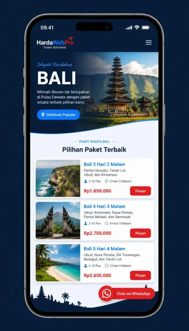 tampilan mobile fitur penjualan paket wisata website travel Indonesia responsive tampilan mobile fitur penjualan paket wisata website travel Indonesia responsive