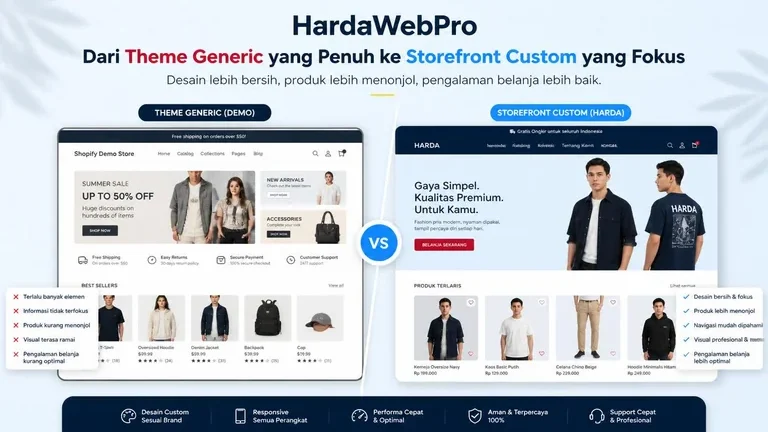 perbandingan tema generik vs hasil jasa edit template shopify untuk toko fashion perbandingan tema generik vs hasil jasa edit template shopify untuk toko fashion
