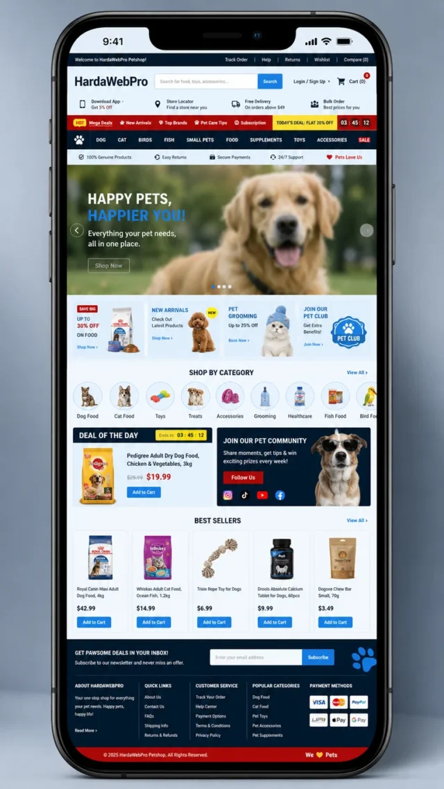contoh desain website petshop lama yang gagal menarik gen-z di mobile