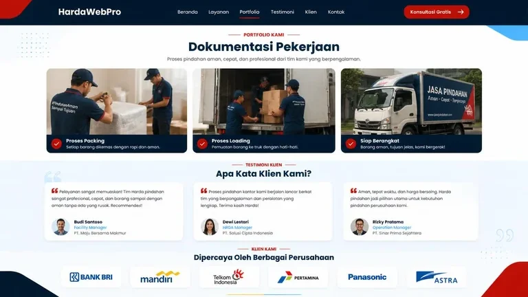 portfolio dokumentasi dan testimoni pada web compro jasa pindahan rumah portfolio dokumentasi dan testimoni pada web compro jasa pindahan rumah