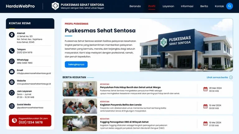 halaman profil dan berita contoh tampilan desain website puskesmas halaman profil dan berita contoh tampilan desain website puskesmas