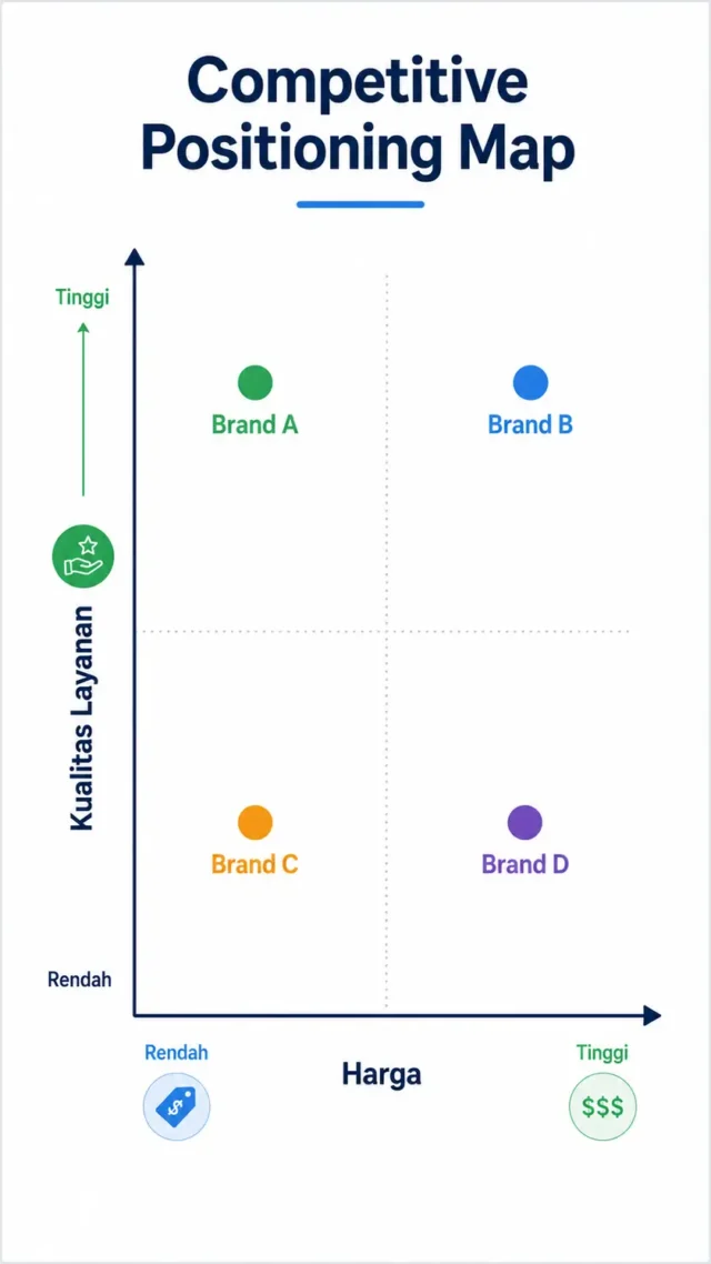 infografis matriks positioning hasil prompt AI competitor research analisis rival