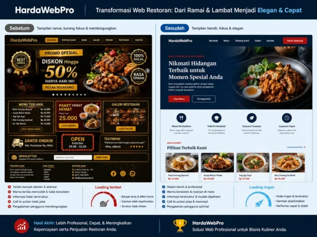 perbandingan sebelum sesudah desain website restaurant elegan profesional perbandingan sebelum sesudah desain website restaurant elegan profesional