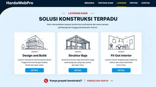 contoh section layanan pada web company profile perusahaan kontraktor contoh section layanan pada web company profile perusahaan kontraktor