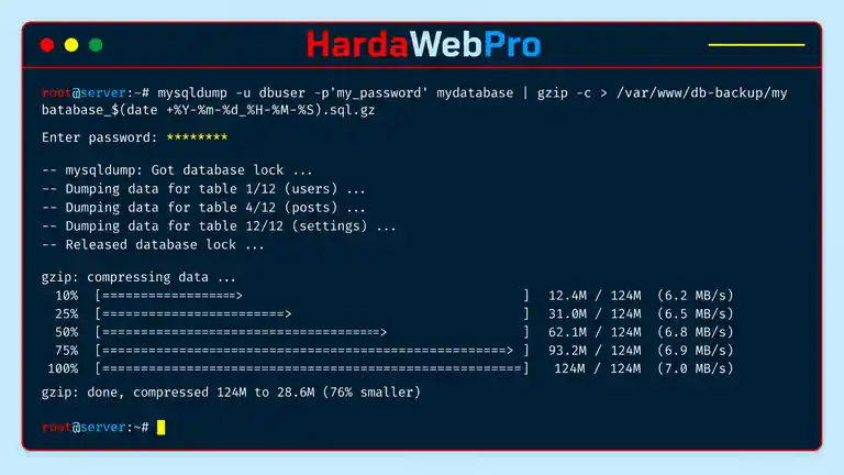 cara backup MySQL besar via SSH mysqldump untuk merawat database