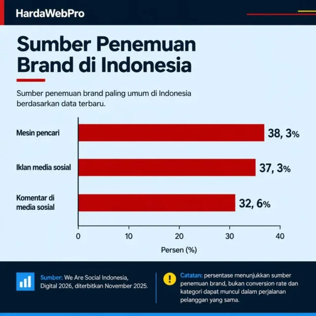 grafik sumber penemuan brand melalui pencarian iklan dan komentar sosial