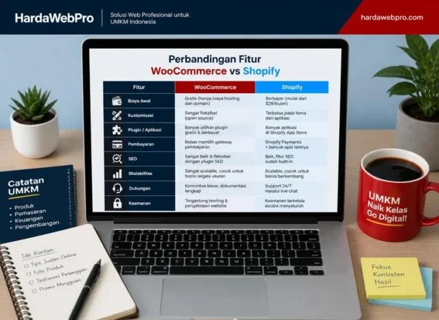 tabel perbandingan toko online wordpress vs shopify di laptop UMKM tabel perbandingan toko online wordpress vs shopify di laptop UMKM