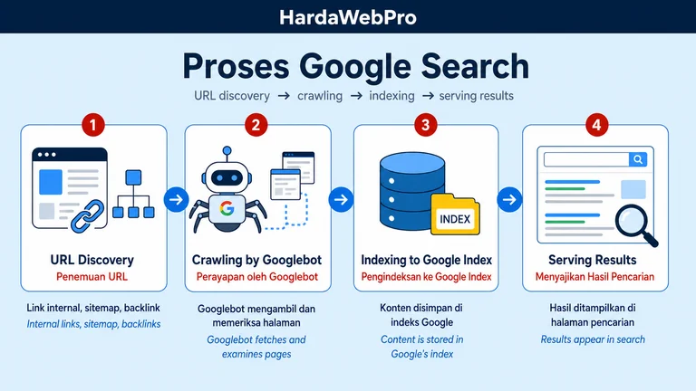 diagram tiga tahap penyebab pos baru lama terindex google dari discovery crawl sampai indexing diagram tiga tahap penyebab pos baru lama terindex google dari discovery crawl sampai indexing