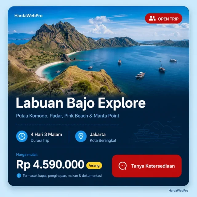 UI kartu paket wisata aspek 1 per 1 dengan tombol tanya ketersediaan UI kartu paket wisata aspek 1 per 1 dengan tombol tanya ketersediaan