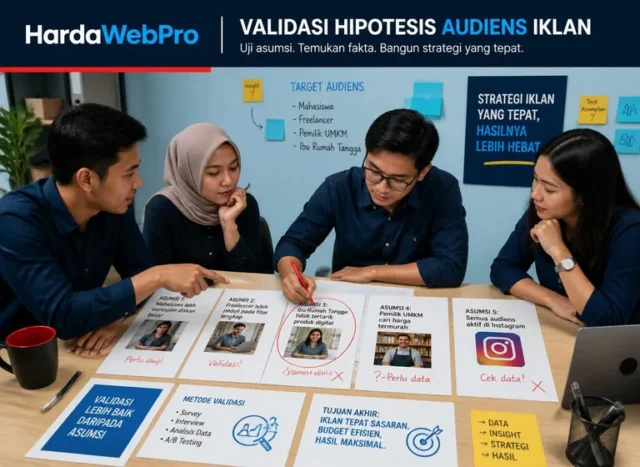tim marketing UMKM memvalidasi hipotesis target audiens iklan di meja kerja + analisis audiens campaign berbayar tim marketing UMKM memvalidasi hipotesis target audiens iklan di meja kerja + analisis audiens campaign berbayar