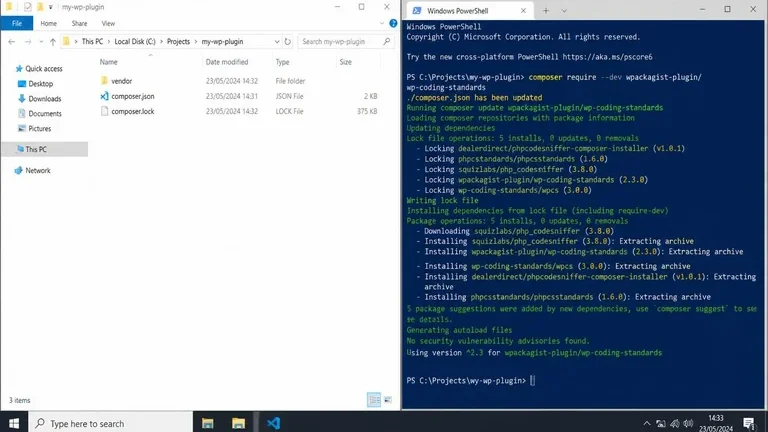 install phpcs wpcs lewat composer di windows pada folder plugin